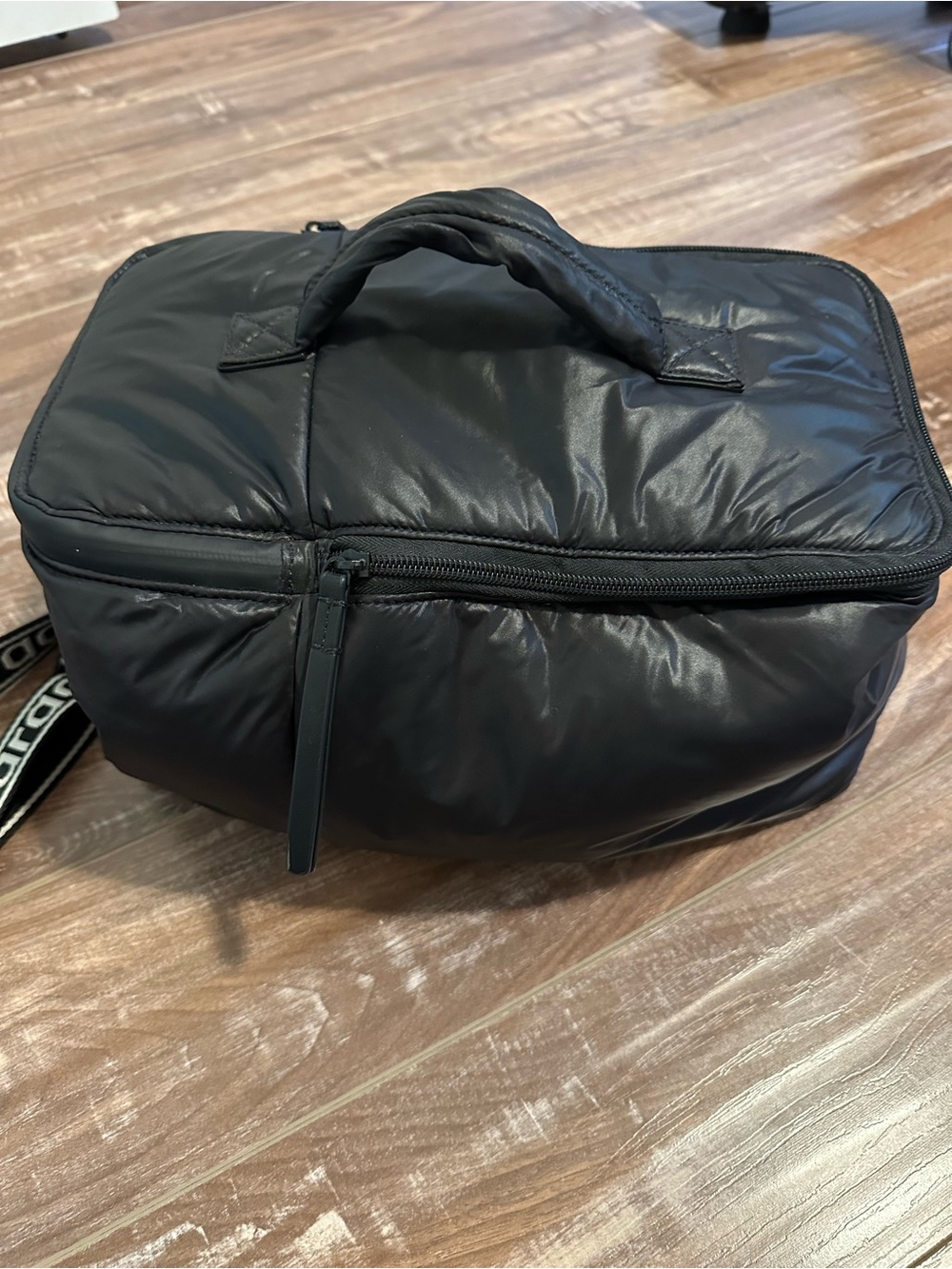 Black Puffer Travel Cosmetic Bag - Women's Carry Case